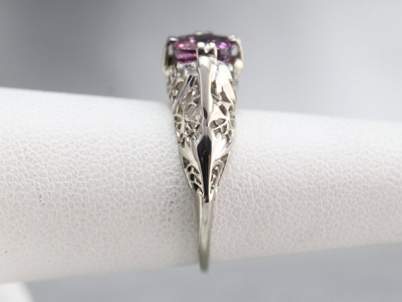 Art Deco Pink Ceylon Sapphire Solitaire Ring, Flo… - image 8
