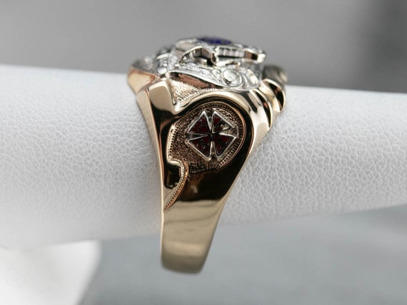 Men's Robust Two Toned Masonic Ring, Vintage Maso… - image 9