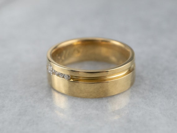 Modernist Channel Set Diamond Band, Yellow Gold D… - image 4