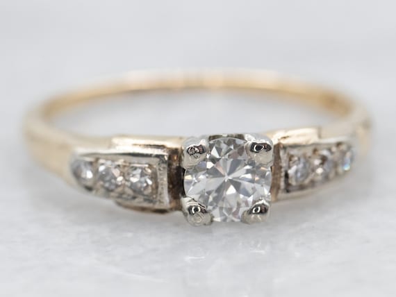 Vintage European Cut Diamond Ring, Diamond Engage… - image 2