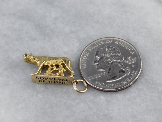 18K Gold Rome Charm, Romulus Remus Charm, Statue … - image 7