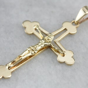 Unisex Crucifix Pendant, Yellow Gold Crucifix, Religious Gift, Unisex Gift R6NYQXFZ