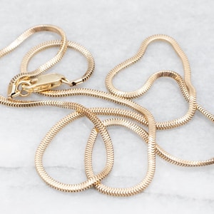 14K Gold Squared Snake Chain, Layering Necklace, Pendant Chain, 18 Inch Chain, Gold Necklace, Italian Gold Chain A47969