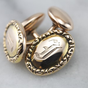 Old English I Initial Antique Cufflinks  F832QQ
