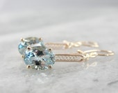 Antique Rose Gold Filigree  & Fine Aquamarine Earrings XVMA4X-P