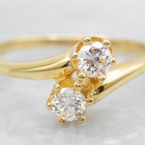 Anillo con doble diamante, anillo con diamantes, anillo con diamantes, anillo con diamantes, anillo con diamantes, anillo Toi et Moi, anillo de corazón, anillo de diamantes de oro, anillo A53200
