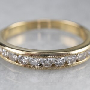 Channel Set Diamond Wedding Band, Yellow Gold Diamond Band, 14K Gold Wedding Band, Diamond Stacking Band, Anniversary Band 7FQRENVT