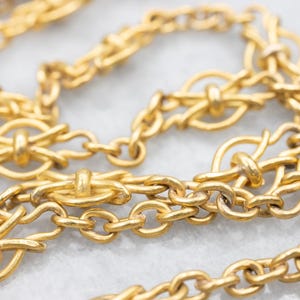 18-Karat Gold Decorative Link Chain, Vintage Gold Necklace, Woven Yellow Gold Chain, Fancy Link Chain, 23 Inch Chain A5562