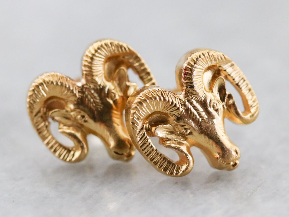 Aries the Ram Earrings Yellow Gold Stud Earrings Animal - Etsy Australia Aries the Ram Earrings Yellow Gold Stud Earrings Animal - Etsy Australia