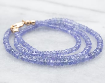 Gold Fill Tanzanite Strand Necklace, 17 inch Gemstone