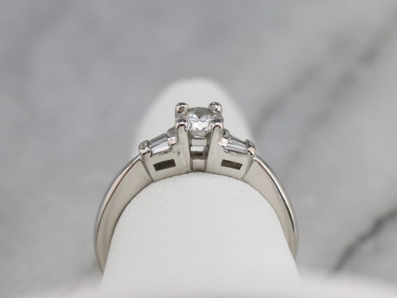 Platinum Diamond Engagement Ring, Round Brilliant… - image 8