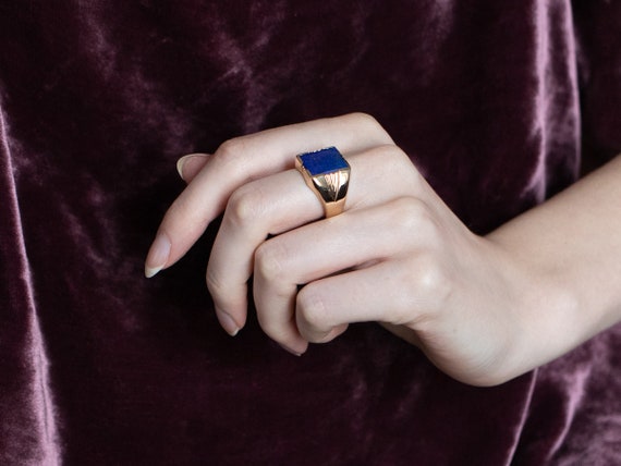 Men's Vintage Lapis Ring, Mid Century Lapis Ring,… - image 10