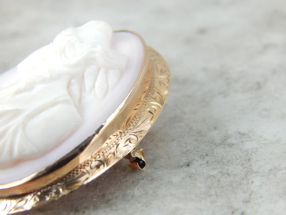 Antique Conch Shell Cameo in  Rose Gold Frame 613… - image 3