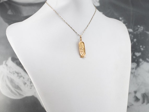 18K Gold Egyptian Hieroglyphics Pendant, Gold Hie… - image 10