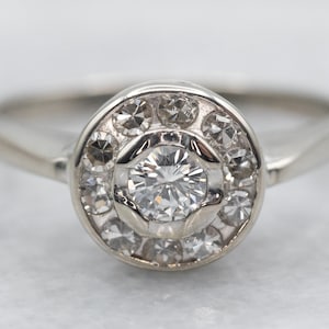 Diamond Halo Engagement Ring, White Gold Diamond Ring, Diamond Anniversary Ring, Round Brilliant Diamond Ring, Modern Diamond Ring A36855