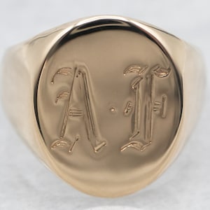 Yellow Gold "AF" Monogrammed Signet Ring, Yellow Gold Signet Ring, Monogrammed Signet Ring, Yellow Gold Ring, Unisex Signet Ring A28742