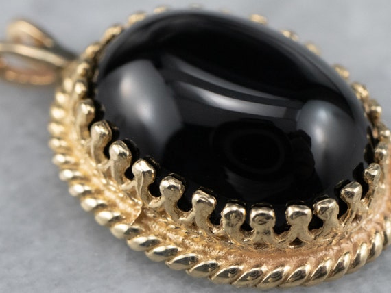 Vintage Black Onyx Pendant, Simple Onyx Pendant, … - image 6
