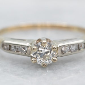 Two Tone Old Mine Cut Diamond Engagement Ring, Old Mine Cut Diamond, Diamond Ring, Diamond Engagement, Engagement Ring, Two Tone Ring A37282