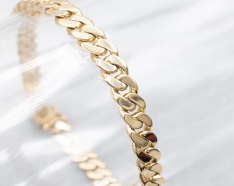 Pulsera de cadena gruesa de oro amarillo de 18 quilates, 8 pulgadas