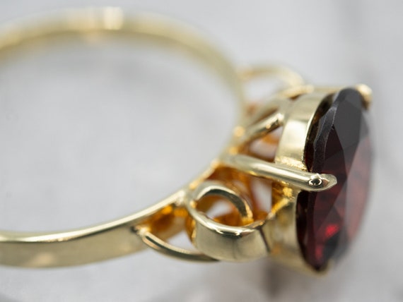 Garnet Gold Solitaire Ring, Yellow Gold Garnet Ri… - image 3