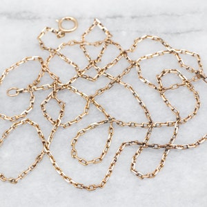 Yellow Gold Rectangle Link Chain, Gold Cable Chain, Layering Necklace, 14K Gold Chain, 24 Inch Chain A29608