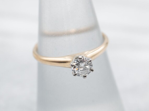 Round Cut Diamond Solitaire Engagement Ring, 14K … - image 3