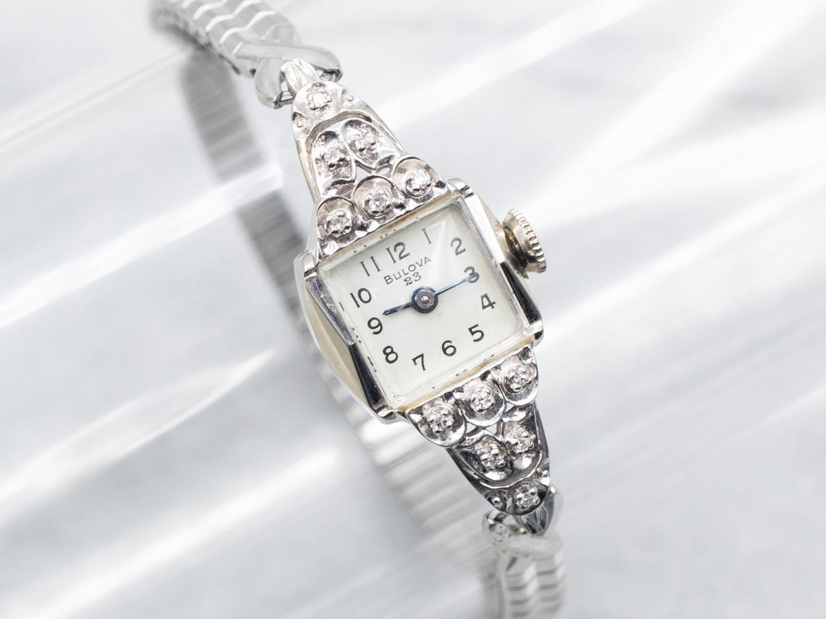 レディース・アンティーク時計 ブローバ BULOVA ダイヤモンド