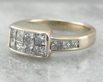 No Illusions: Magic Set Modernist Square Cut Diamond Cocktail Ring