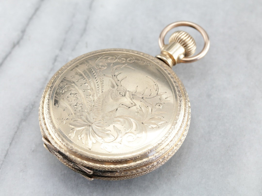 Antique 1888 Waltham Gold Pocket Watch, Victorian Pocket Watch