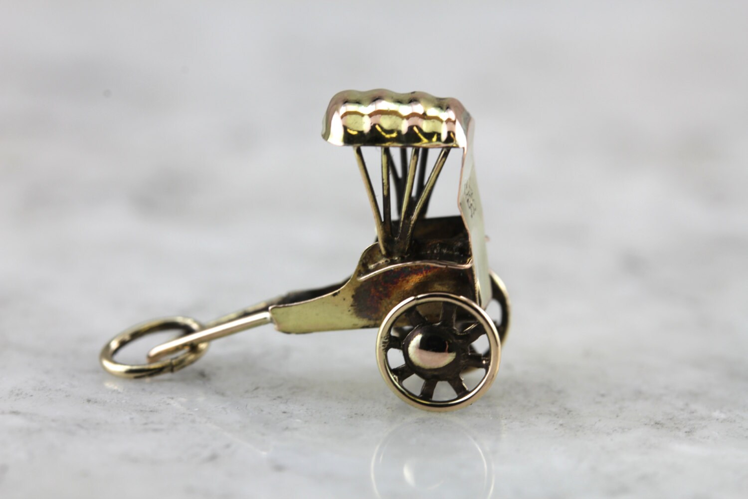 Vintage Rickshaw Cart, Gold Charm or Pendant E05Q7F-P - Etsy