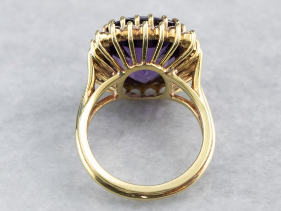 Amethyst and Diamond Cocktail Ring, 18K Gold Amet… - image 5