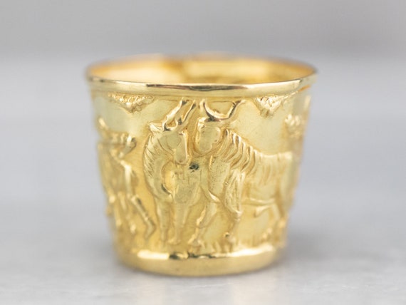 Vintage Vaphio Cup Charm, Green Gold Charm, Gold G