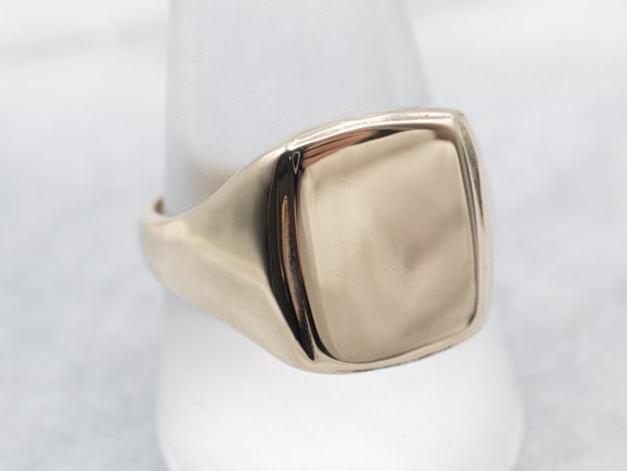 Unisex Plain Gold Signet Ring, Rectangle Signet R… - image 3