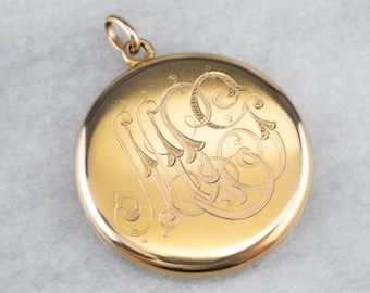 Victoriaans 14 kt geelgouden medaillon, antiek 'MPG'-monogram