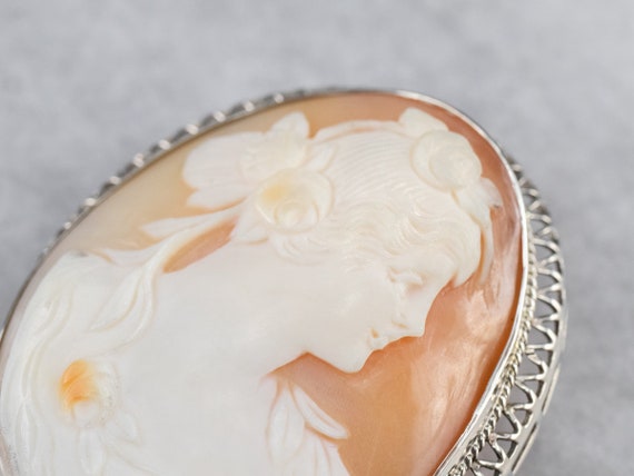 Art Deco Filigree Cameo Brooch, Goddess Cameo, Vi… - image 7