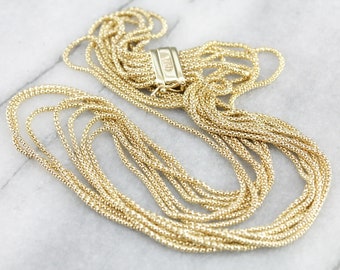 Yellow Gold Multi Strand Necklace, Graduated Necklace, Multi Chain Necklace, Anniversary Gift EH1F5MEK