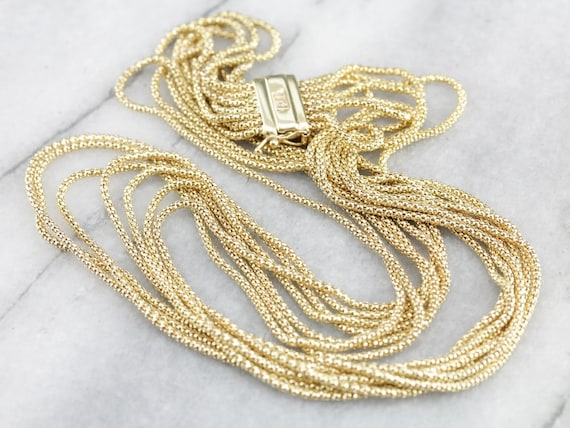 Yellow Gold Multi Strand Necklace, Graduated Neckl