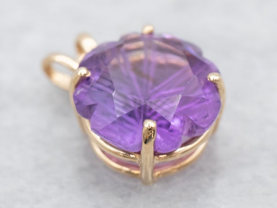 Fancy Cut Amethyst Solitaire Pendant, Yellow Gold… - image 1