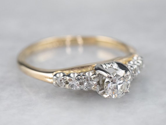 Old European Cut Diamond Ring, Vintage Diamond En… - image 2