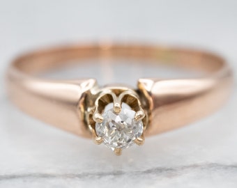 Viktorianischer Diamant im alten Minenschliff Verlobungsring, 14K Roségold