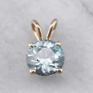 Blue Zircon Solitaire Pendant, Yellow Gold Zircon Pendant, Zircon Layering Pendant, Blue Zircon Jewelry, December Birthstone 9RFMRKU2
