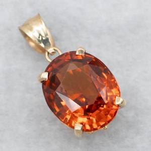 Hessonit Granat Gold Tropfen Anhänger, Granat Orange, Granat Anhänger, Birthstone Anhänger, Oval Stein Anhänger, Solitär Anhänger A32384