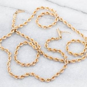 14K Yellow Gold Heavy Rope Chain Necklace, 20 Inch