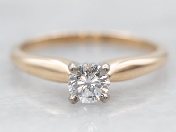 Two tone engagement rings deals white and yellow gold