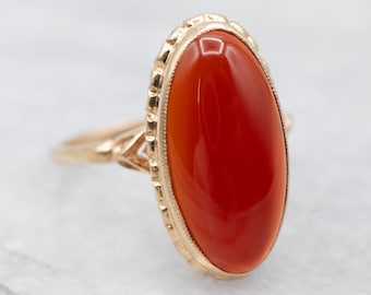 Vintage Carnelian Ring, Cabochon Ring, Orange Stone Ring, Oval Cabochon Ring, Right Hand Ring, Cabochon Jewelry, Carnelian Jewelry  A27853