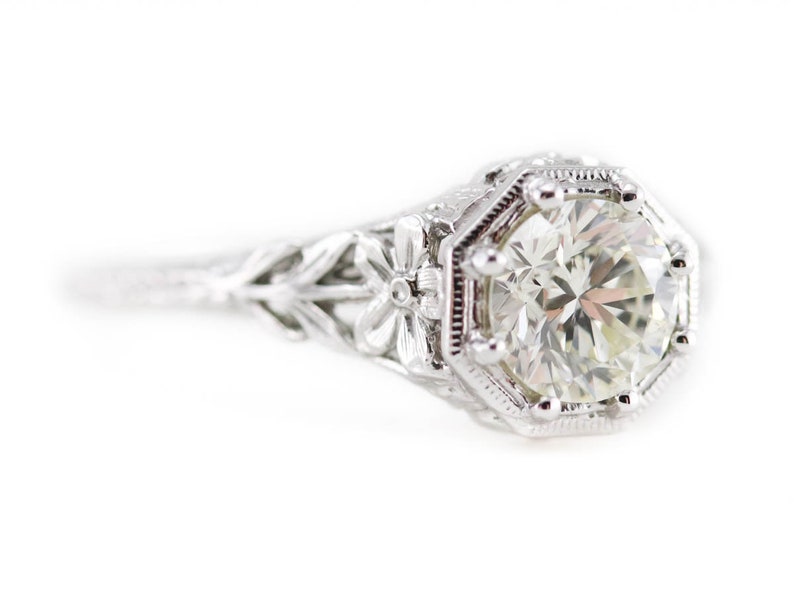 The Greenleaf Diamond Floral Engagement Ring by Elizabeth Etsy