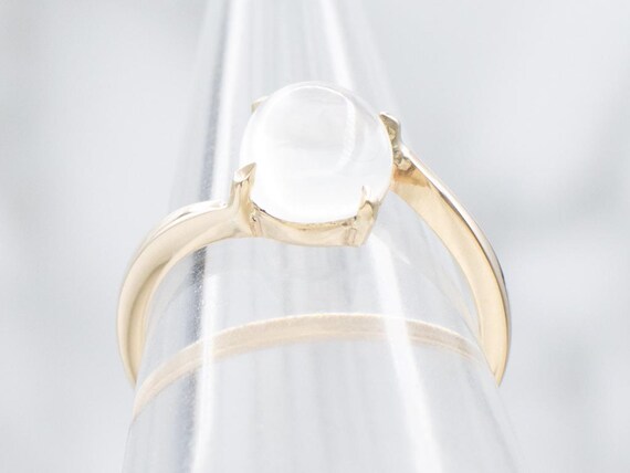 Solitaire Moonstone Simple Gold Bypass Ring View 4