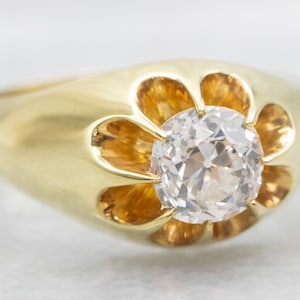 Antique 14K Yellow Gold European Cut Diamond Solitaire Ring