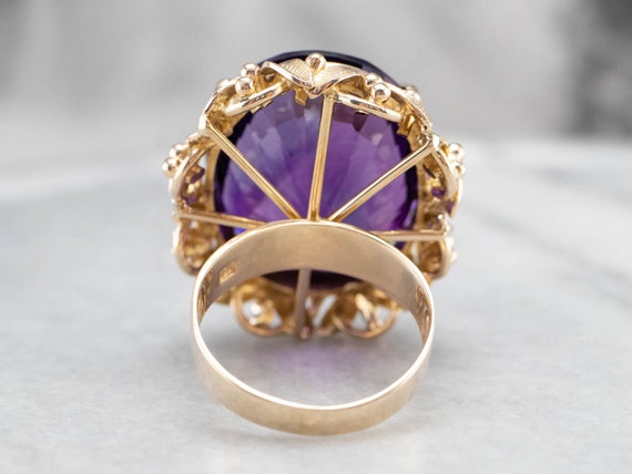 18K Gold Amethyst Cocktail Ring, Botanical Statem… - image 5