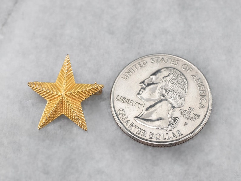 Textured Gold Star Pin, Yellow Gold Star Brooch, Star Brooch Pin, Celestial Jewelry, Unisex Gift, Star Jewelry 5QNAKHD3 image 6